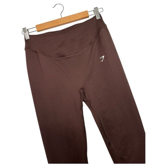 Gymshark Leggings Womens Large Brown Seamless Pants Logo Workout Gym Sporty - Picture 5 of 10